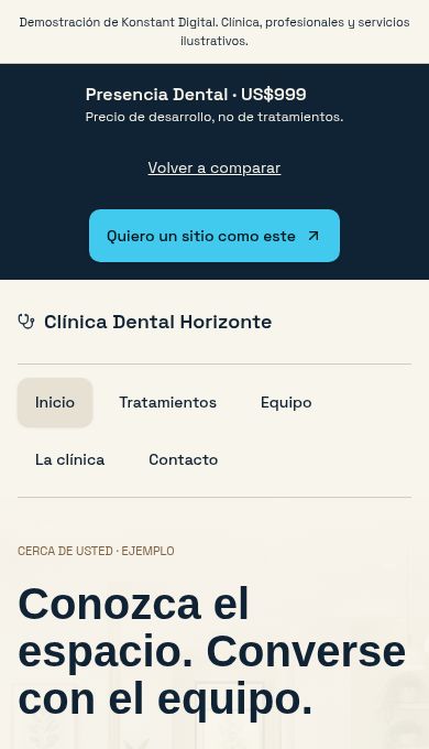Captura de la demo dental en celular